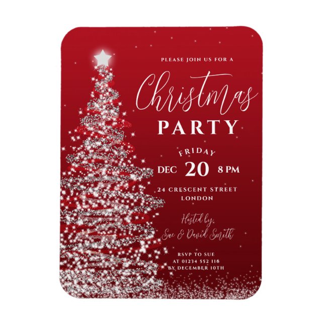 Imán Elegante árbol de Navidad Invitación de vacaciones (Vertical)