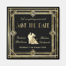 Elegante Art Deco Oro Negro Guardar la fecha