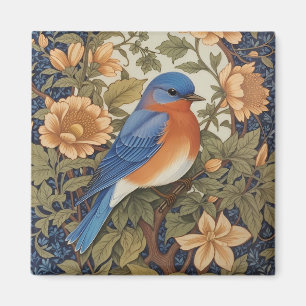 Imán Elegante ave azul oriental William Morris inspirad