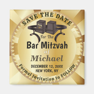 Imán Elegante barra de oro Mitzvah Tefillin guardar la