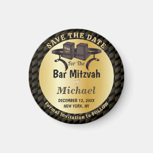 Imán Elegante barra de oro Mitzvah Tefillin guardar la