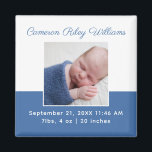 Imán Elegante bebé foto foto azul anuncio de nacimiento<br><div class="desc">Bienvenida,  bebé. Un clásico imán para el anuncio de la foto del nacimiento de un niño en azul con una hermosa tipografía cursiva sobre tu dulce fotografía del recién nacido. Personalizar estos imanes con tu foto favorita de tu nuevo bebé para regalar a los nuevos abuelos o padres.</div>