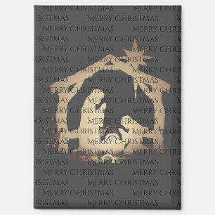 Imán Elegante Black Silver Natividad Feliz Navidad