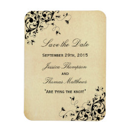 Imán Elegante Boda Antigua Swirls Ahorra La Fecha