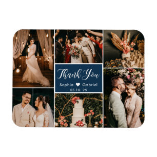 Imán Elegante Boda de 6 Collages de fotos Gracias Magne