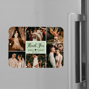 Imán Elegante Boda de 6 Collages de fotos Gracias Magne
