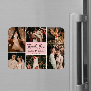 Imán Elegante Boda de 6 Collages de fotos Gracias Magne