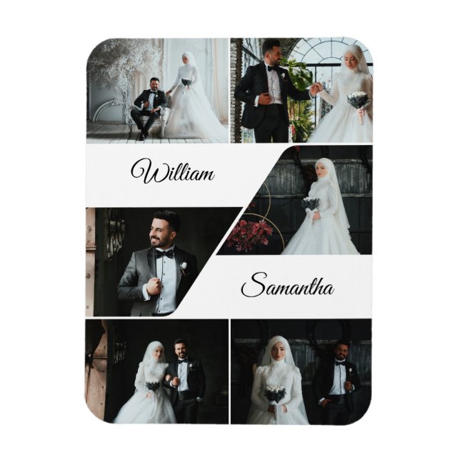Imán Elegante Boda de Collage Keepsake (Vertical)