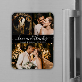 Imán Elegante Boda de fotos Black 3 Gracias Magnet
