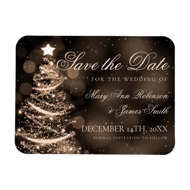 Imán Elegante Boda De Navidades De Oro Negro Salva La F (Horizontal)