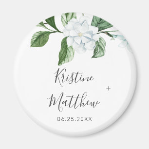 Imán Elegante Boda de Wreath floral blanco
