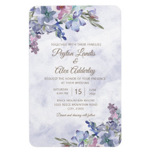 Imán Elegante Boda floral de color azul turbio