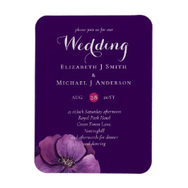 Imán Elegante Boda Naranja floral morado