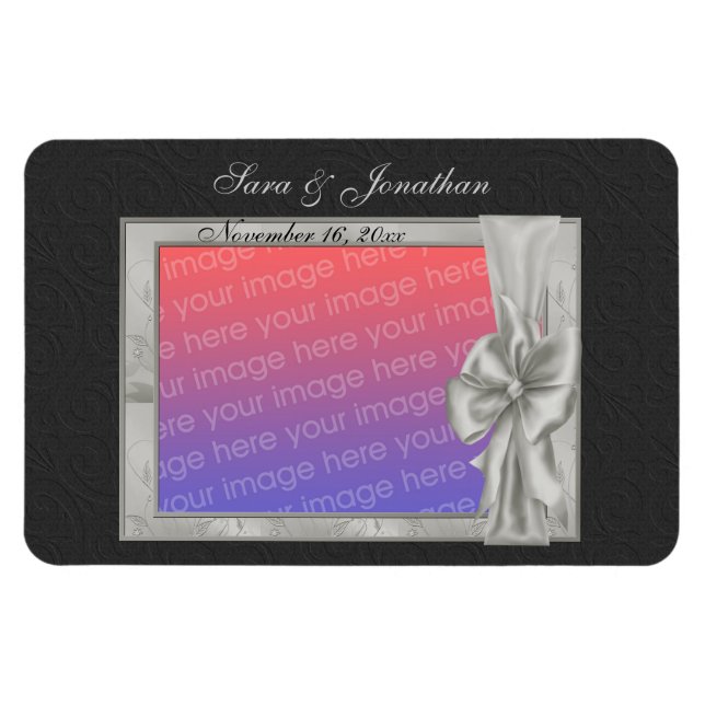 Imán Elegante Boda personalizado de marco de foto plate (Horizontal)