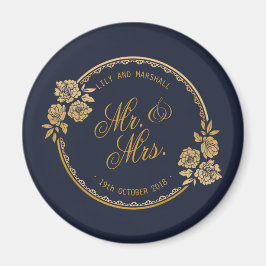 Imán Elegante Boda personalizado de oro | Fridge Magnet