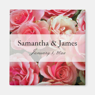Imán Elegante Boda personalizado del Bouquet rosa Rosa