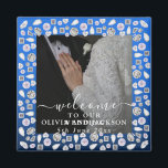 Imán Elegante Boda Purpurina de diamantes de corazón az<br><div class="desc">Art Deco Boda Diamante tablero de espuma negro y blanco</div>