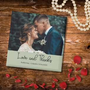 Imán Elegante Boda Verde Salvia Amor y Agradecimiento F