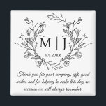 Imán elegante botánico gracias boda elegante<br><div class="desc">elegante botánico gracias boda imán elegante</div>