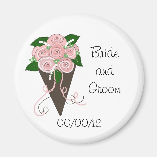 Imán Elegante Bouquet de bodas salva la fecha (Frente)