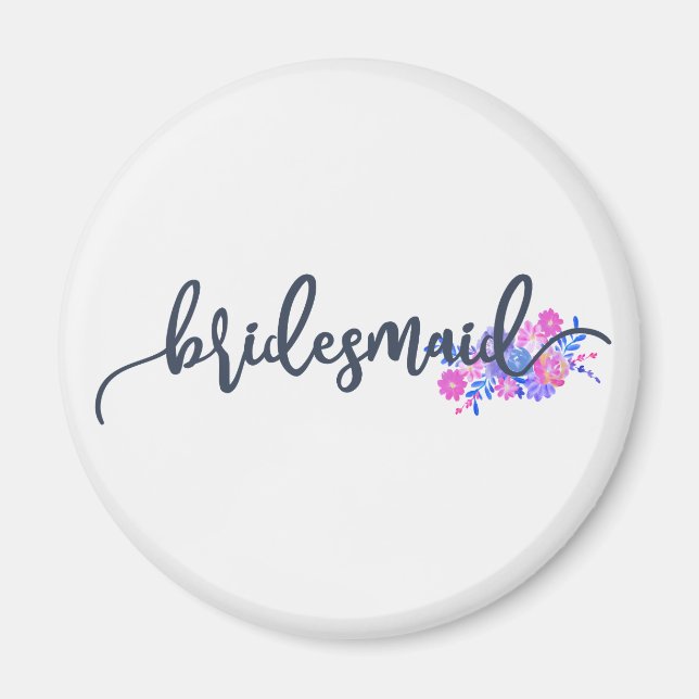Imán Elegante Bridesmaid Boda Calligraphy Magnet (Frente)