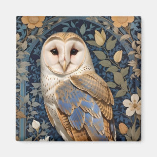 Imán Elegante búho de grano William Morris inspirado en