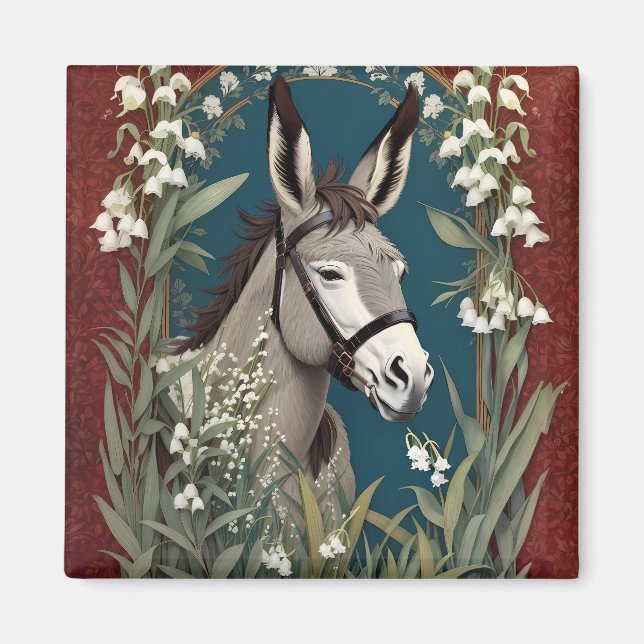 Imán Elegante burro y Lily de las Flores del Valle (Frente)