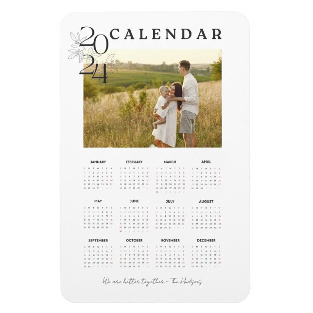 Imán Elegante calendario blanco de fotos de parejas de  (Vertical)