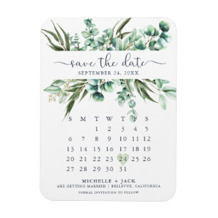 Imán Elegante Calendario Eucalyptus Ahorra La Fecha Mag