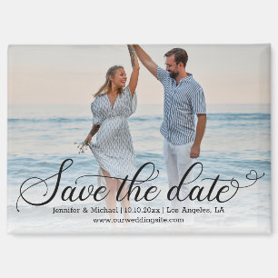 Imán Elegante Caligrafía Foto Personalizada Save the Da