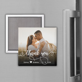 Imán Elegante caligrafía guión Boda foto gracias