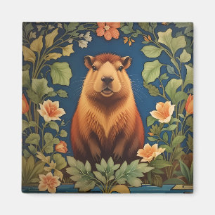 Imán Elegante Capibara William Morris inspirado