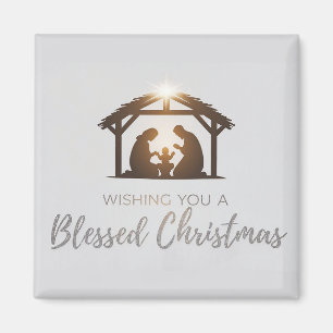 Imán Elegante carta de Navidades de la escena de la Nat