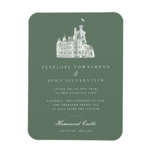 Imán Elegante Castillo Vintage Invitación a la Boda Ver