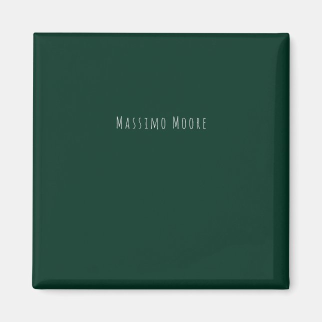 Imán Elegante Casual Propio Nombre Verde Oscuro Plano (Frente)