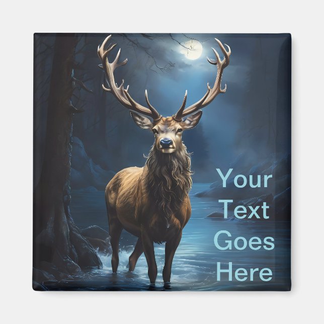 Imán Elegante ciervo estelar azul en el río - Tranquilo (Frente)