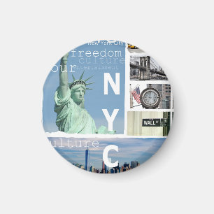 Imán Elegante Círculo Moderno De Plantilla De Nueva Yor