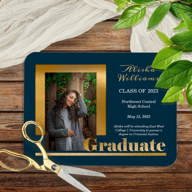 Imán Elegante Clásico Graduado De Texto De Oro 1 Foto D (Subido por el creador)