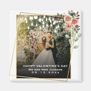 Imán Elegante Clásico Pareja Foto Simple Cita De Amor T