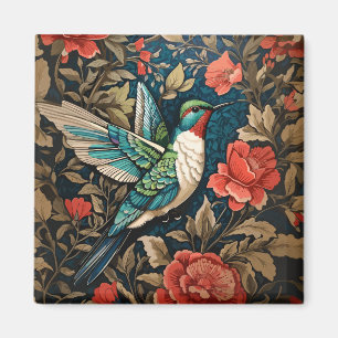 Imán Elegante colibrí volador William Morris inspirado