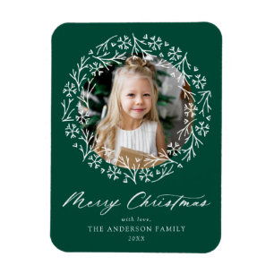Imán Elegante copo de nieve Wreath Green Photo