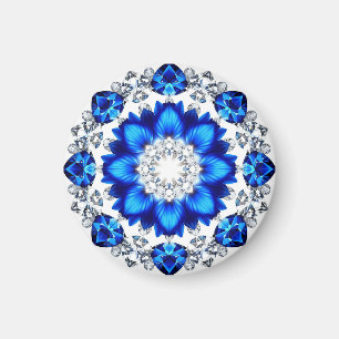 Imán Elegante Corona Adornada Con Flores Azules