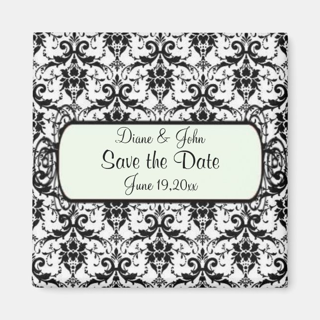 Imán Elegante Damask Save The Date (Frente)
