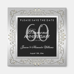 Imán Elegante Decoración de Plata para 60º Aniversario