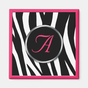 Imán elegante del monograma del rosa de la baya