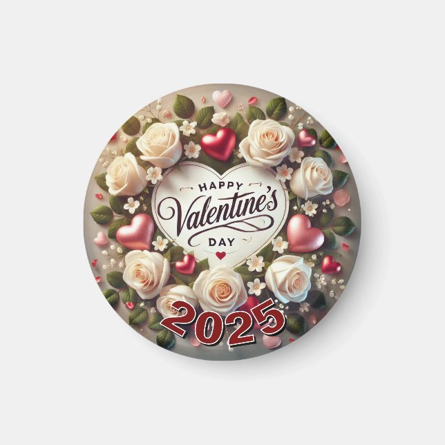 Imán Elegante diseño El día de San Valentín con Rosas (Frente)