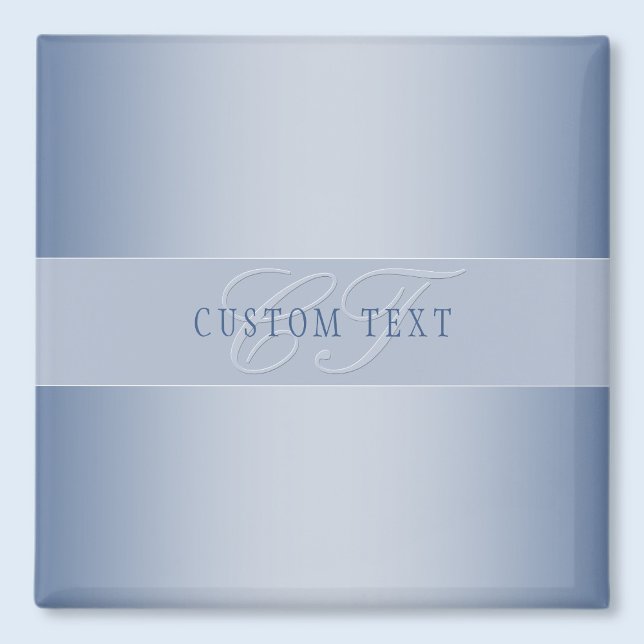 Imán Elegante escritura de monograma editable | Azul (Subido por el creador)