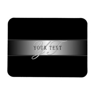 Imán Elegante escritura de monograma editable   Negro
