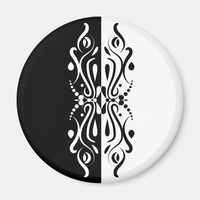 Imán Elegante estilo Harlequin negro y blanco abstracto (Frente)