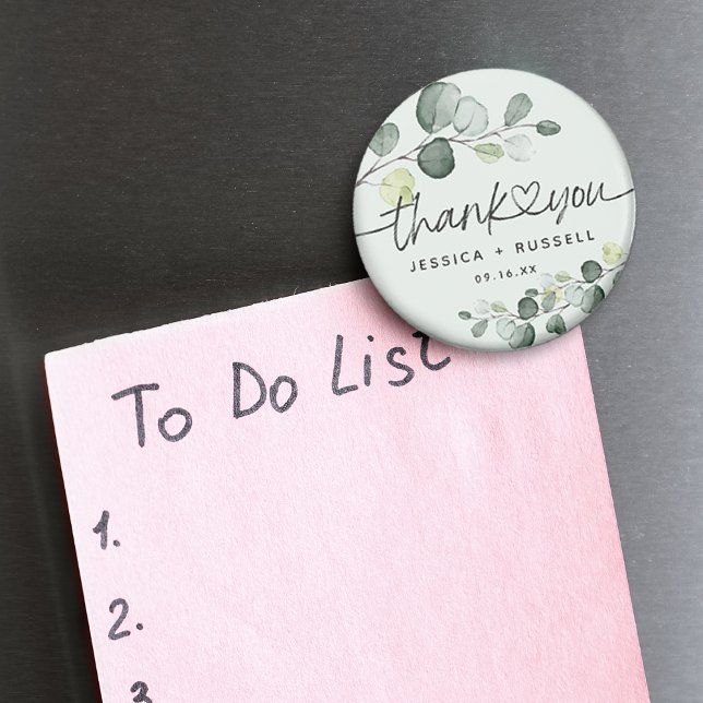 Imán Elegante Eucalipto Agradecimiento Boda (Elegant Eucalyptus Thank You Wedding Magnet)